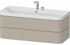 DURAVIT Happy D.2 Plus c-shaped závesná skrinka s nábytkovým umývadlom s dvomi otvormi, 2 zásuvky, 1175 x 490 x 480 mm, taupe matná lakovaná, HP4349E60600000