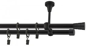 Dekorstudio Stropná dvojradová garniža BASIC čierna-matná 19mm Dĺžka: 320cm, Typ príslušenstva: Bez príslušenstva