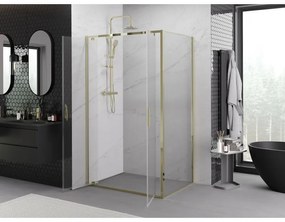 Mexen Exo, výklopný sprchový kút 90 x 80 cm, číre sklo, zlatá, 8182-090-080-50-00