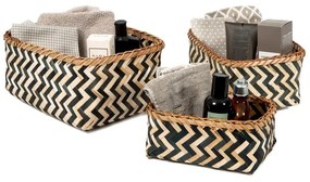 Súprava 3 úložných bambusových košíkov Compactor Natural And Black Bamboo