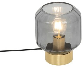 Moderná stolná lampa mosadz s dymovým sklom - Stiklo