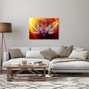 Sklenený obraz - Merkaba s krídlami, abstrakcia (70x50 cm)