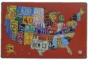 Ceduľa USA mapa značky