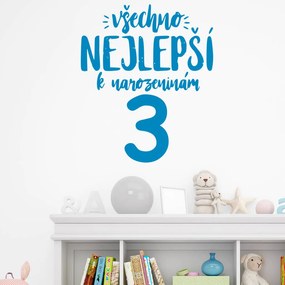 Veselá Stena Samolepka Všetko najlepšie Farba: modrá, Veľkosť: 100 x 83 cm