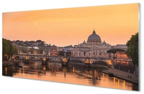 Sklenený obraz rieka Rím Sunset mosty budovy 125x50 cm