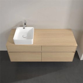 VILLEROY &amp; BOCH Collaro závesná skrinka pod umývadlo na dosku (umývadlo vľavo), 4 zásuvky, 1400 x 500 x 548 mm, Nordic Oak, C04600VJ