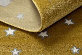 Dywany Łuszczów, Detský kusový koberec Petit Moon with clouds gold, 140x190, žltá, detská izba