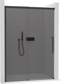 CERANO - Sprchové posuvné dvere Lantono L/P - 8 mm - Soft-Close - čierna matná, grafitové sklo - 100x195, CER-8050BD7235