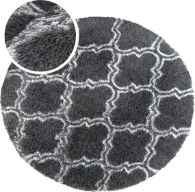 TZ Tmavosivý okrúhly vzorovaný koberec shaggy Decor Latern Rozmer: 120 cm