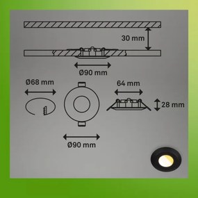 Briloner 7588035 - SADA 3xLED Kúpeľňové podhľadové svietidlo KLIRA 3xLED/4,9W/230V IP44 čierna