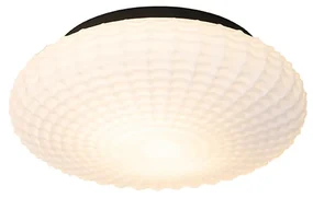 Klasické stropné svietidlo čierne s opálovým sklom 35 cm IP44 - Nohmi