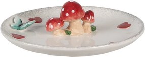 Biely dezertný tanierik so srdiečkami a hubkami - Ø 21*4 cm