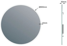 Sapho, VISO LED podsvietené guľaté zrkadlo priemer 80cm s policou, biela mat, VS080-01