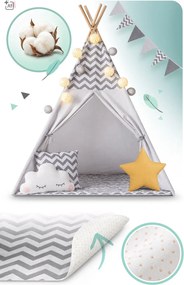 Detský stan Tepee so svetlom Nukido - sivý