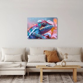 Sklenený obraz - Sfarbený chameleón (70x50 cm)