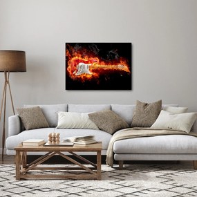 Obraz - Gitara v plameňoch (70x50 cm)