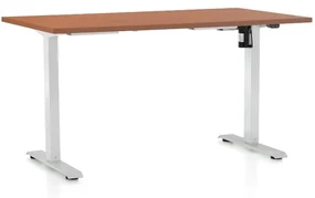 Výškovo nastaviteľný stôl OfficeTech A, 120 x 80 cm, biela podnož, čerešňa