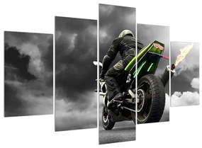 Obraz motorkára na motorke (150x105 cm)