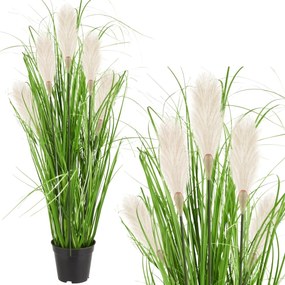 Umelá tráva Pamp v kvetináči 90 cm biela