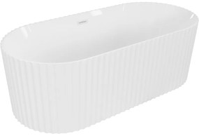Mexen Paola, voľne stojaca vaňa, drážkovaná, 170 x 80 cm, biela lesklá, biely prepad, 52721708000-20