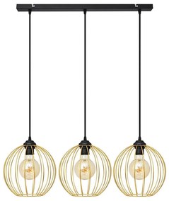 Luster na lanku MERCURE 3xE27/15W/230V zlatá/čierna