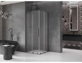 Mexen Velar L Duo, sprchový kút s posuvnými dverami 90 x 90 cm, 8mm sklo námraza, brúsený grafit, 871-090-090-02-33-66