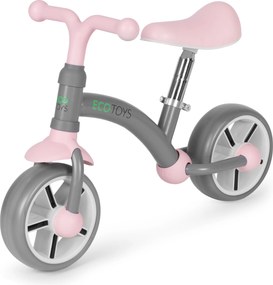 ECOTOYS odrážadlo pre deti 3+ EVA kolesá, nastaviteľné sedadlo 33–41 cm, sivé