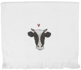 Biely kuchynský froté uterák s hlavou kravičky Cow - 40*66 cm