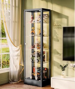 Presklená vitrína, 1800 × 400 × 400 mm, čierna