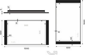 Nimco Čierne LED zrkadlo 1000x600 - ZPC 41004-90