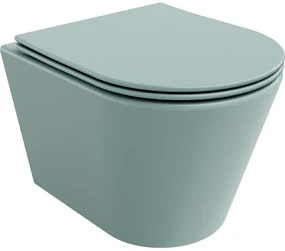 Mexen Rico, závesné WC Rimless s WC doskou slim, duroplast, zelená matná, 30724048