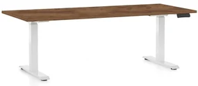 Výškovo nastaviteľný stôl OfficeTech D, 180 x 80 cm, biela podnož, dub silverjack