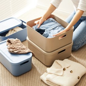 Rotho Úložný box, rovný s vekom, 12l, modrý ALBU LIGHT , 40x24x18