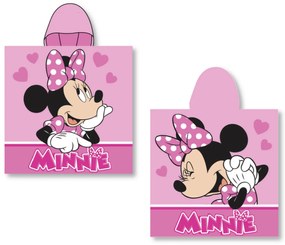 DETSKÝ BAVLNENÝ PONČO UTERÁK S KAPUCŇOU MINNIE 50X115 CM VZOROVANÝ