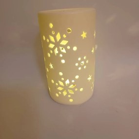 DECOLED Keramický svietnik, 7,5 x 12,5 cm, teplá biela