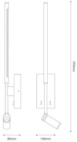 LED nástenné svietidlo TORCH LED/6W/230V + LED/3W čierna