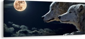 Obraz vlkov vyjúcich na mesiac (120x50 cm)