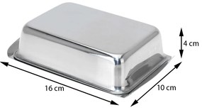 Kovová maselnička Chrome, 16x10x4 cm