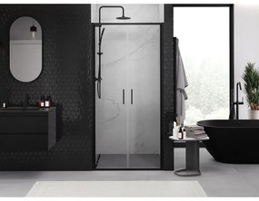 Mexen Exo, dvojkrídlové sprchové dvere 80x200 cm, 6mm číre sklo, čierny profil, 814-080-000-70-00