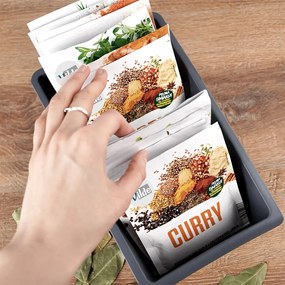 VILDE Organizér na korenie vo vrecúškach, VILDE, sivý, 25 x 15 x 9 cm