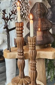 Drevený svietnik na úzku sviečku Jeraldo - Ø 15*38 cm