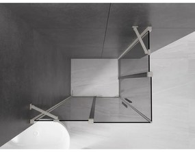 Mexen Velar Duo, sprchový kút s posuvnými dverami 100 x 90 cm, 8mm šedé sklo, brúsená oceľ, 871-100-090-42-97