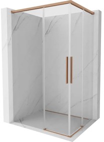 Mexen Rox, Duo posuvný sprchový kút 80 x 75 cm, 8mm číre sklo, medený matný profil, 8C2D-080-075-65-00