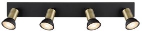Globo 57998-4B - Bodové svietidlo DREW 4xGU10/35W/230V čierna/mosadz