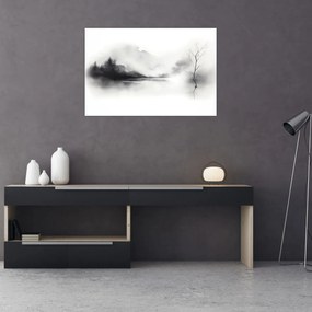Obraz - Atramentová maľba krajiny (90x60 cm)