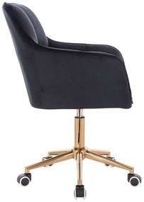 LuxuryForm DESIGN Kreslo AMALFI VELUR na zlatej podstave s kolieskami - čierne