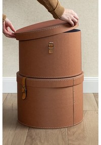 Hnedé kartónové úložné boxy v súprave 2 ks s vekom/dekoratívne ø 37,5x25 cm Rut Restore Paper Laminate – Bigso