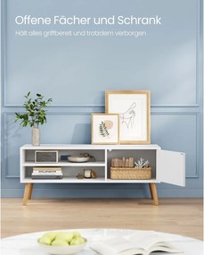 TV stolík, 120 cm široký TV nábytok, biely