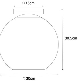 Dizajnové stropné svietidlo čierne so zlatým sklom - Bert