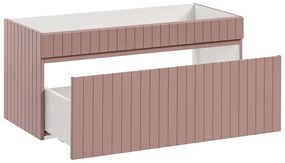 Závěsná skříňka pod umyvadlo Iconic s deskou 100 cm růžová/bílá